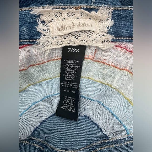 Altar'd State Blue Jeans with Rainbow embroidered Flare leg - Picture 3 of 4